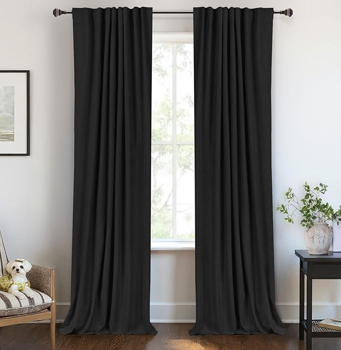 100% Blackout Shield Linen Blackout Curtains