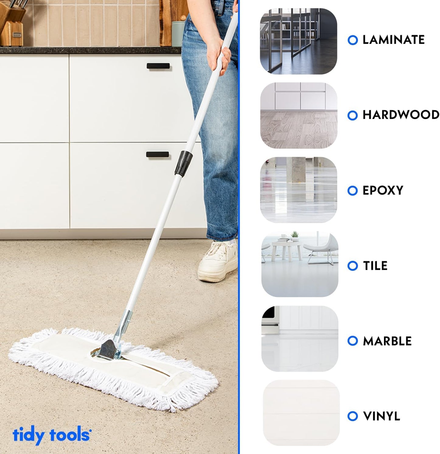 Commercial Dust Mop – 30 Inch Floor Sweeper for Hardwood, Reusable Cotton Mop Head, Extendable Handle, Dry Mop for Floor Cleaning & Janitorial Supplies