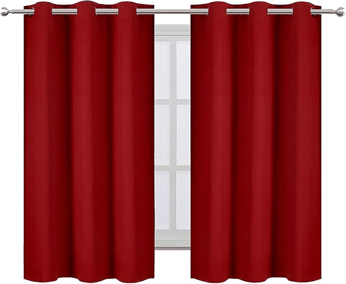LEMOMO Red Thermal Blackout Curtains/38 x 54 Inch/Set of 2 Panels Room