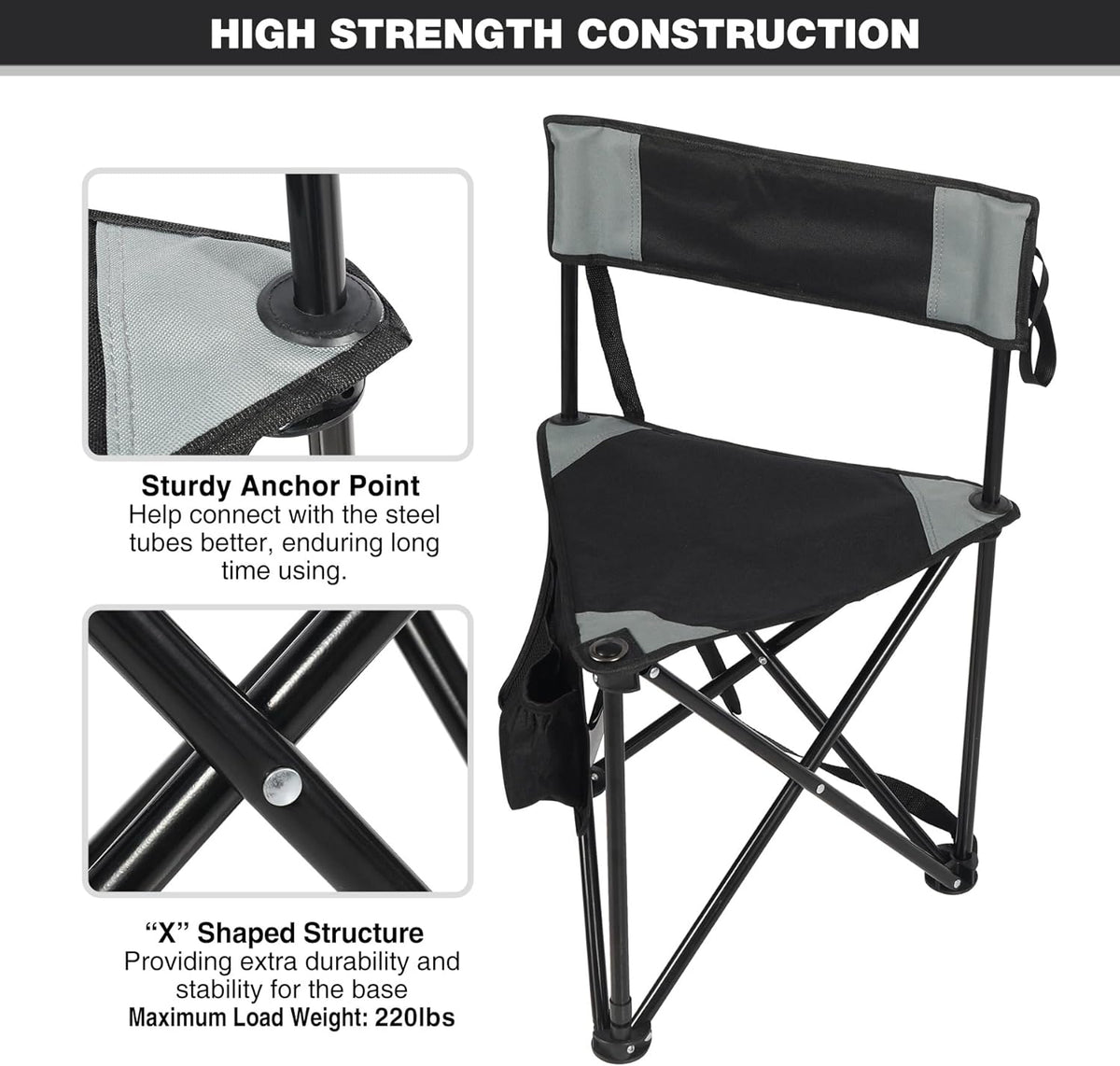 REDCAMP 2 Pack Tripod Hunting Chairs for Blinds, Folding Lightweight Portable Fishing Chair for Adults Hunting Stools with Backrest, Golf Chairs for Spectators, Camo