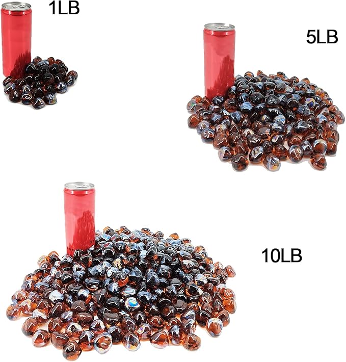 10 Pound 1/2 Inch Fire Glass Diamonds for Natural or Propane Fire Pit Fireplace and Landscaping, 10 Pounds Onyx Black