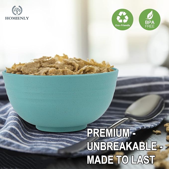 Homienly Bowls for Kitchen Cereal Bowls Wheat Straw Bowls 8 PCS Unbreakable Lightweight Bowl Set Microwave and Dishwasher Safe Bowl,Reusable Bowl for Serving Soup,Oatmeal,Ramen,Salad(Multi, 26 OZ)