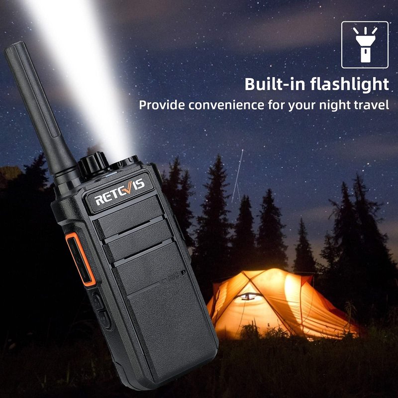 Retevis RB26 Walkie Talkies Long Range, Extended Range Two-Way Radios, Repeater Compatible, 2000mAh Rechargeable Battery, USB-C Charging, Flashlight, Emergency Radios for Camping,Hiking(2 Pack)