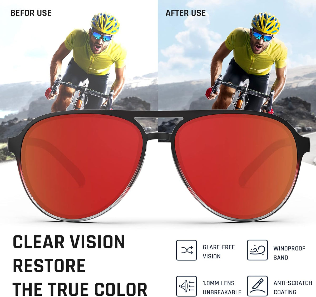 Skiennix Aviator Sunglasses - Polarized Sports Glasses for Men & Women | Ideal for Fishing, Boating, Golf
