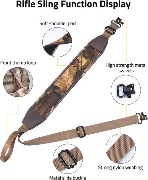 CVLIFE Rifle Sling - Adjustable Two Point Design with Wide Neoprene Padding & Metal Swivels