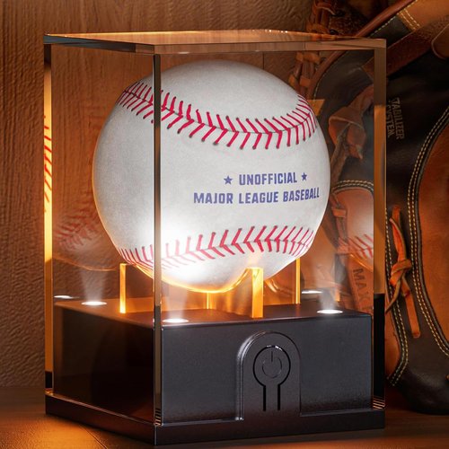 Leshein Baseball Display Case - LED Lighted Acrylic Holder for Memorabilia | UV Protected Design