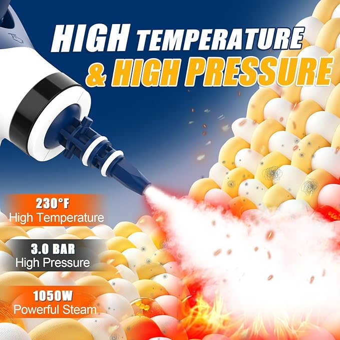 Powerful High-Pressure Steam Cleaner for Home, One-Touch Handheld Steam Cleaner with Safety Lock,9PCS Attachments, 350ML Steamer for Deep Cleaning Tile, Grout, Windows, Shower, Car, bathrooms,Kitchens
