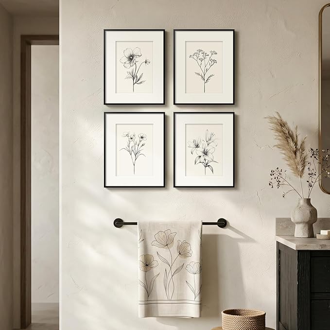 Framed Black and White Botanical Wall Art