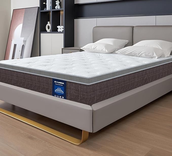 12 Inch Dark Grey Full Spring Mattress,Medium Firm with Gel Memory Foam,Individually Pocketed Coil,Fiberglass-Free Fire Retardant CertiPUR-US Certified,75"*54"*12"