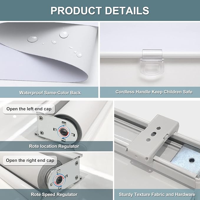 AOSKY Cordless Roller Shades Blackout Blinds