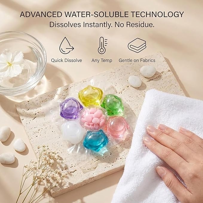 100PCS Magic Laundry Beads, 9x More Concentrated, Weeks of Freshness, Deep Cleaning Laundry Detergent Capsules, Easy Dissolve Washing Pods for All Fabrics and Colors Clothes (50)
