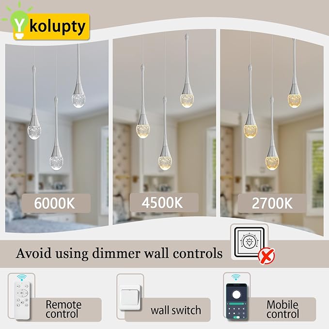 Single Head Silver Bubble Crystal Chandelier Beside Pendant Light Kitchen Island Dining Foyer Entrance Chandeliers Modern LED Dimmable 3000-6000k…