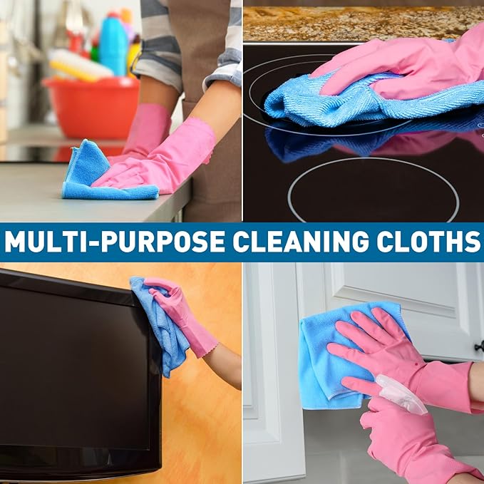 Microfiber Cleaning Cloths-50 Pack, Microfiber Towels Bulk, Towels for Cars & Home, Cleaning Rags Blue (12x12 inches)