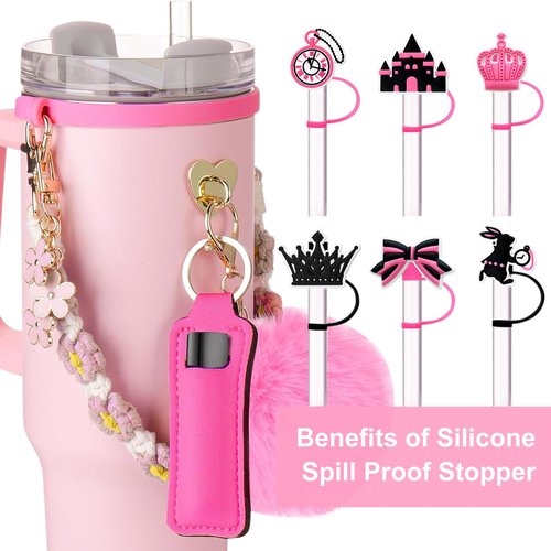 Nozibye Stanley Cup Accessories Set - Includes Stanley Charms, Cup Boot, Water Bottle Handle Strap, and Straw Covers for 40oz & 30oz Tumbler
