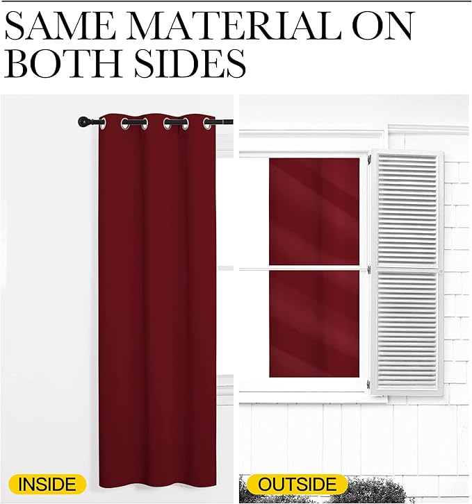 NICETOWN Christmas Burgundy Red Kitchen Blackout Curtain Panels, Thermal