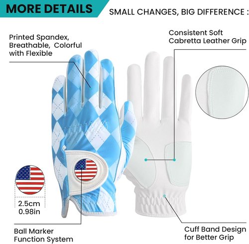 FINGER TEN Golf Gloves for Men - Stylish Patterns & Breathable Design | Comfortable All-Weather Grip, Sizes S-XL