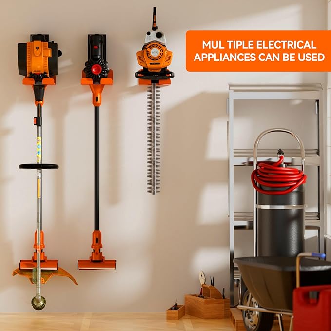 JNIHEEP Garage Organizer Trimmer Rack, Garden Power Tool Hanger Weed Whackers Holder Wall Mounted for Grass Trimmer, Hedge Trimmer, Garage Trimmer, Garden Tools,2 Pack(Orange)
