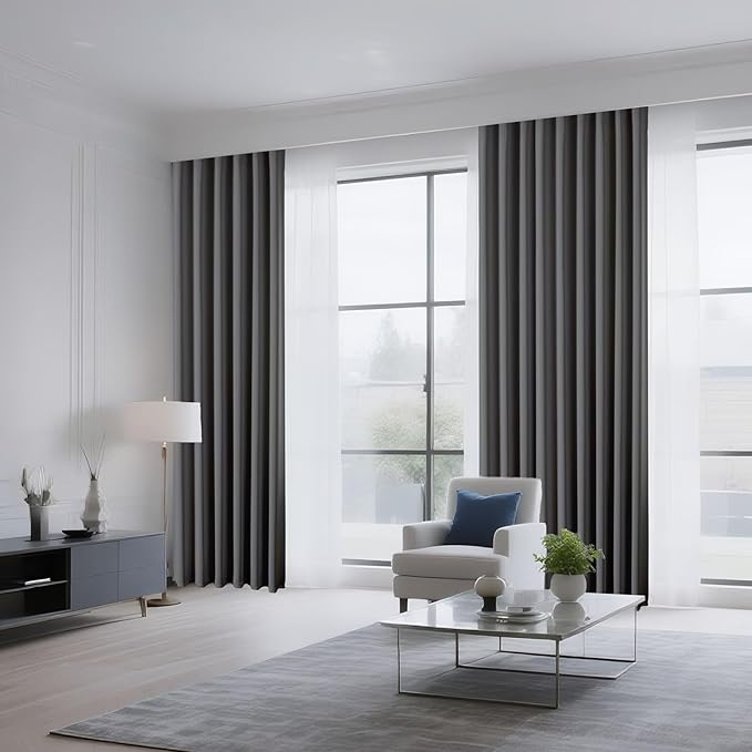 CUCRAF Light Grey Blackout Curtains 45 inch Length 2 Panels Set, Rod Pocket