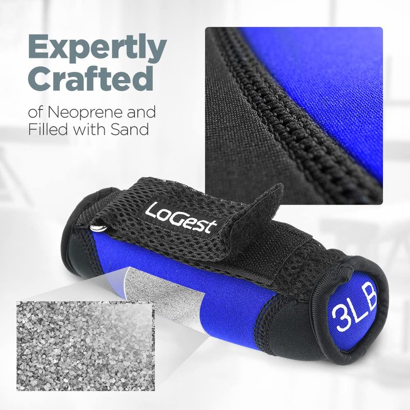 LoGest Soft Hand Weights with Adjustable Straps - 1 2 3 4 LB SET