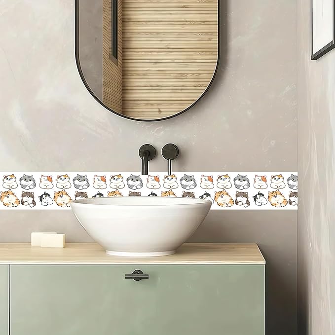Wallpaper Border Peel and Stick Cute Cartoon Cat