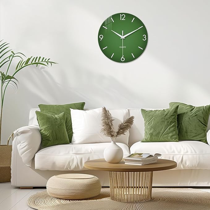 XFM Modern Simple Wall Clocks Battery Operated 20 Inch Large Green Analog Wall