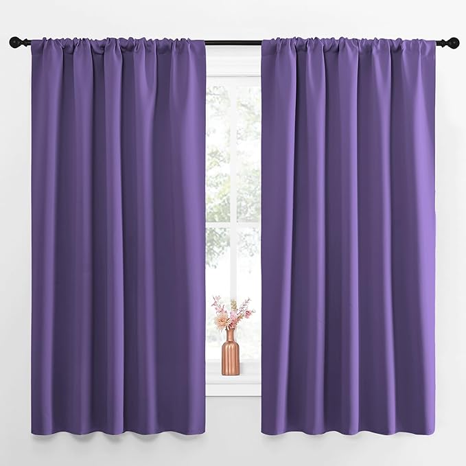 NICETOWN Blackout Curtains for Living Curtains, Lilac Purple, 52 by 63 Inch