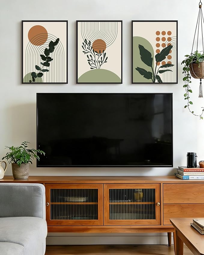 PHOPAGO Boho Plant Wall Art Green Botanical Bohemain Framed Wall Printing