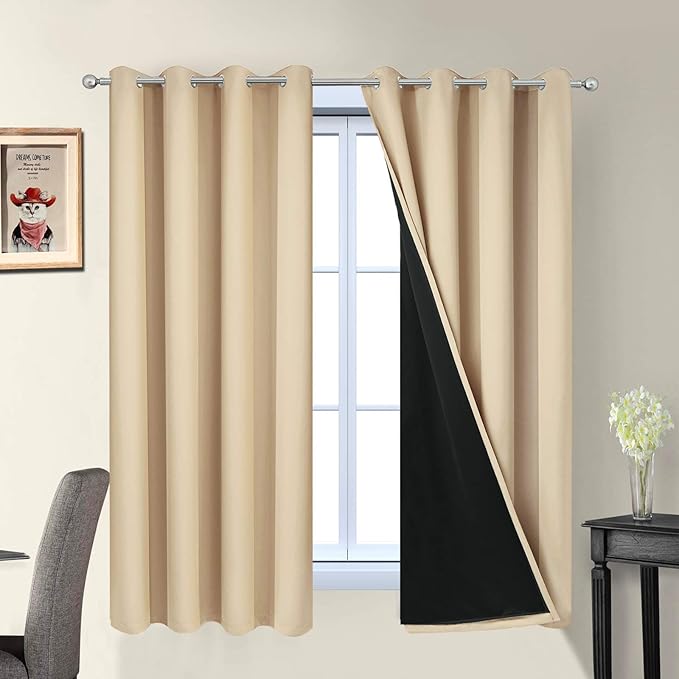 Yakamok Home Decor Thermal Insulated Full Blackout Drapes, 2-Layer Lined 100%
