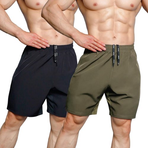 Gaglg Men's Athletic Shorts - Quick Dry 7" Running Shorts with Zipper Pockets | 2 Pack
