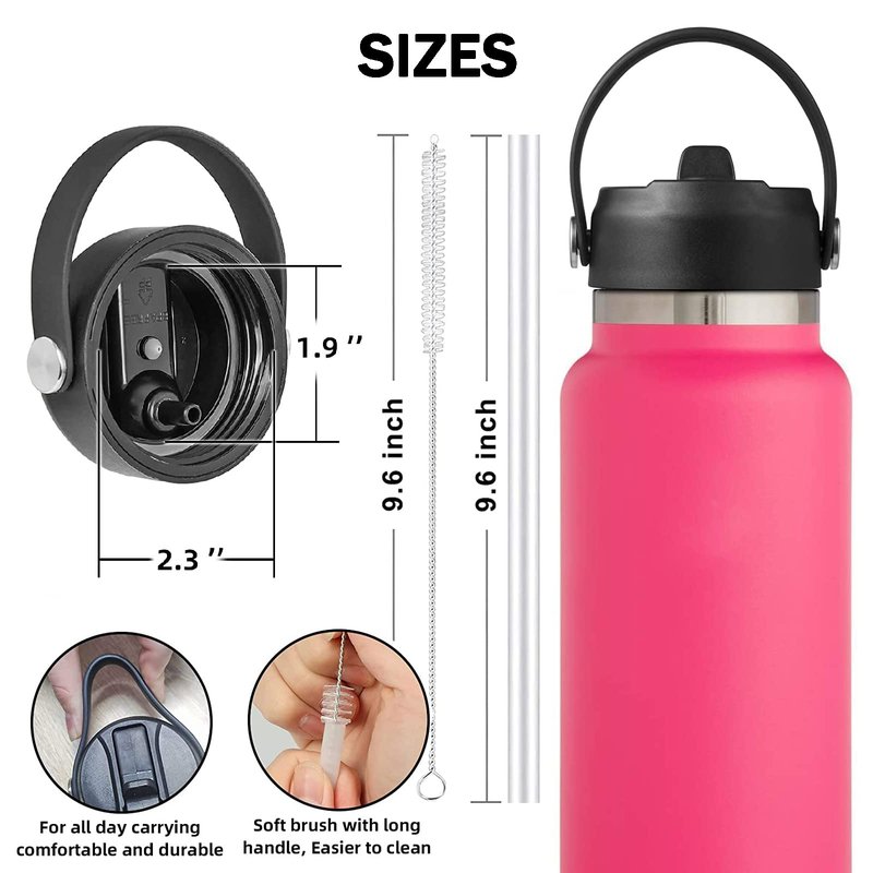 LLCJYYCY Lids with Straw for Hydroflask Wide Mouth 20 32 40 oz, Flex Straw Lid Fit for Hydro Flask Sports Water Bottles, Flexible Handle Replacement Lid Straws Cap Top Accessories (Green)