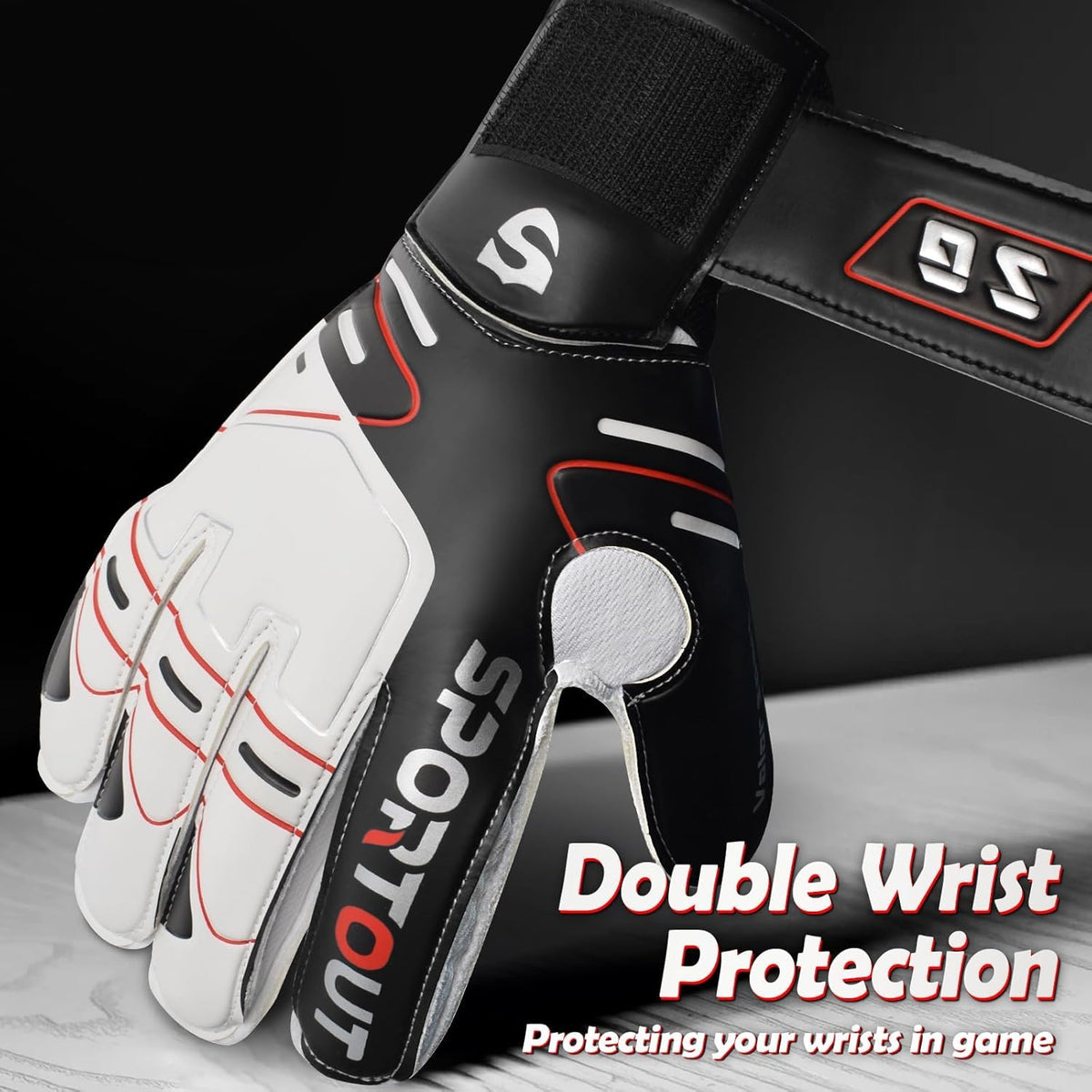 Sportout Goalie Gloves - Strong Grip & Finger Protection for Youth & Adults | 4 Colors Available