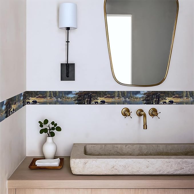Forest Lake Wallpaper Border 196x4 Inch Peel and Stick Wall Border Self