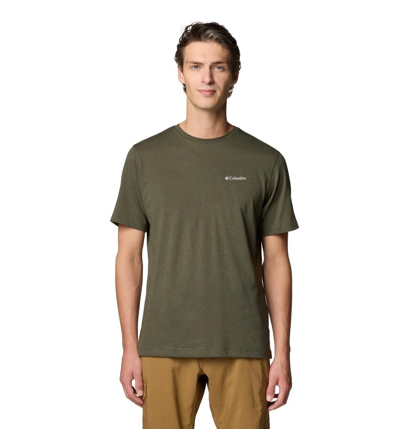 Columbia Mens Thistletown Hills Short Sleeve T-Shirt, Greenscape Heather, Small