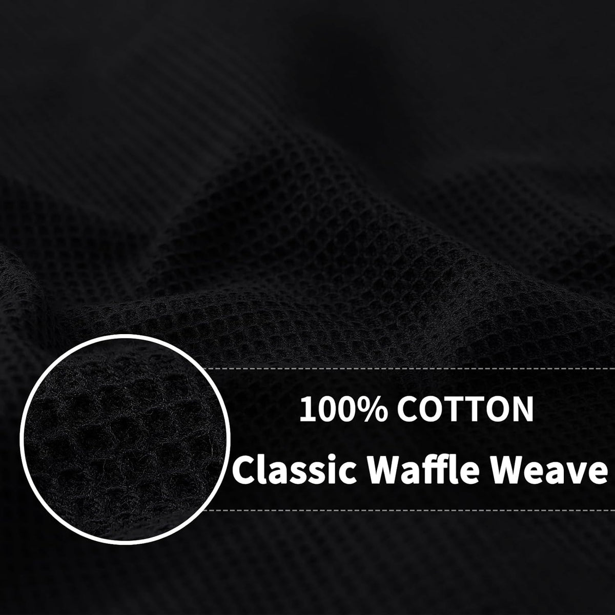 Homaxy 100% Cotton Waffle Weave Dish Cloths - 8 Pack Soft and Absorbent Dish Towels - 12 x 12 Inches Quick Dry Dish Rags - Black