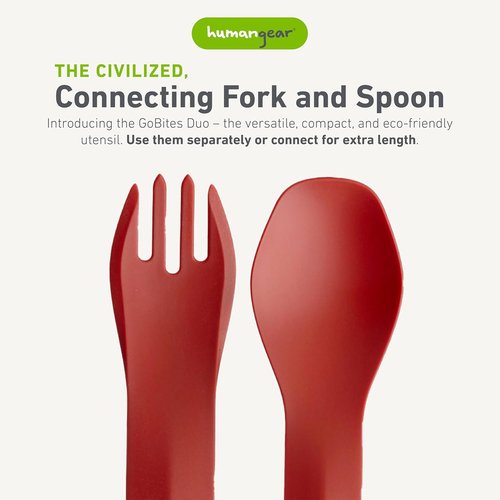 GoBites Duo Travel Silverware Set - Full Size Reusable Fork & Spoon, BPA-Free Utensils