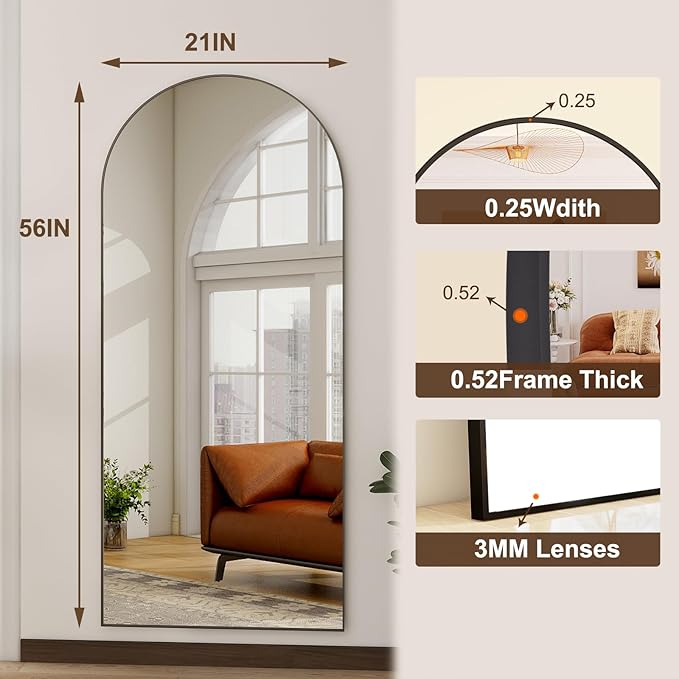 HARRITPURE 56"x21"Full Length Mirror Arch Floor Mirrors