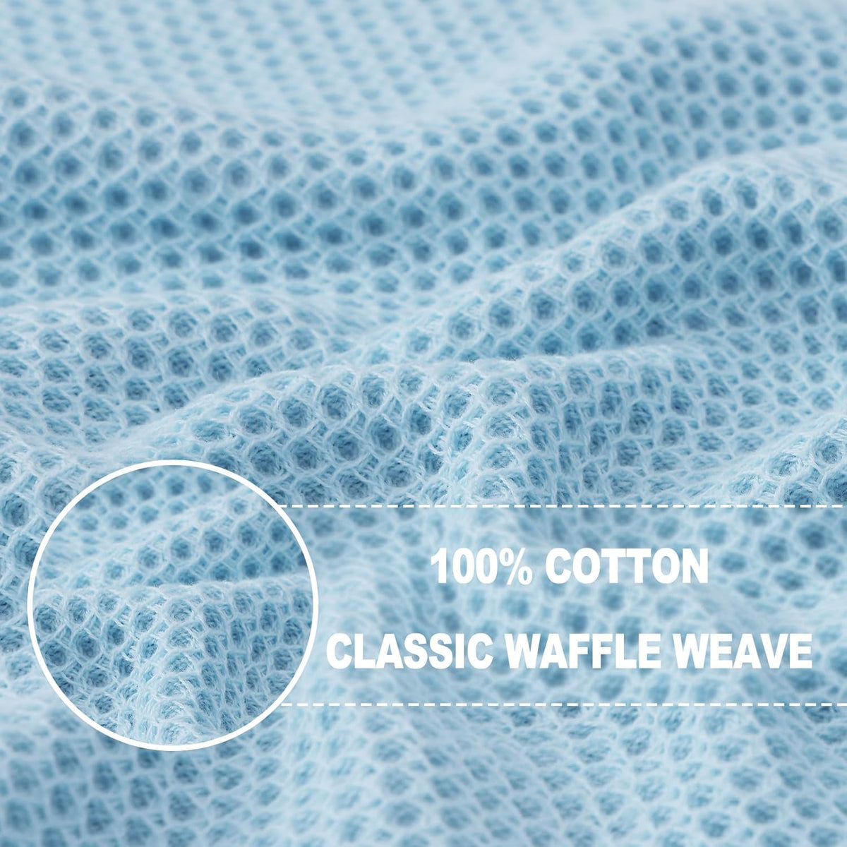 Homaxy 100% Cotton Waffle Weave Kitchen Dish Towels, Ultra Soft Absorbent Quick Drying Cleaning Towel, 13 x 28 Inches, 4-Pack, Sky Blue