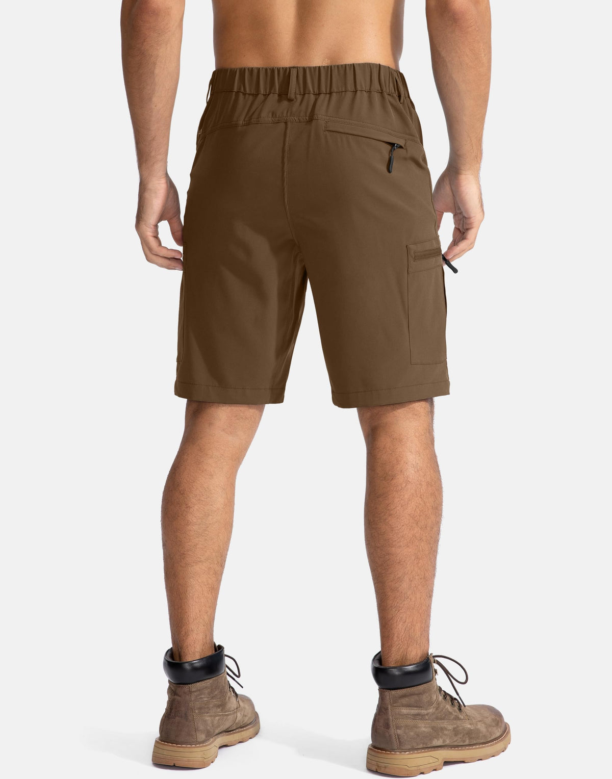 Pudolla Men's Hiking Cargo Shorts 9" Lightweight Outdoor Work Shorts for Men Travel Golf Camping Casual with 5 Zipper Pockets(Brown XX-Large)