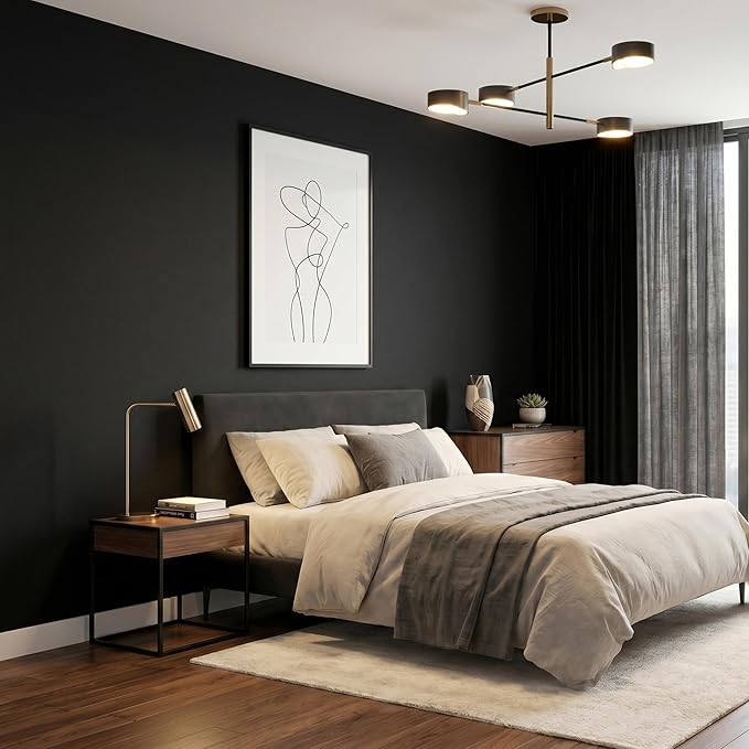 FUKU MON 24"x786" Black Wallpaper Peel and Stick Black Contact Paper Matte