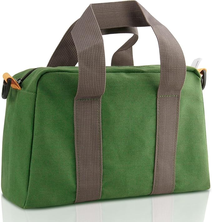 Small Tool Bag, Canvas Tool Storage Bag, Large Capacity Multipurpose Zipper Soft Tote Organizer Pouch for Electrician, Plumbing, Gardening,Tools Bags for Men (Green, 18 Inch)