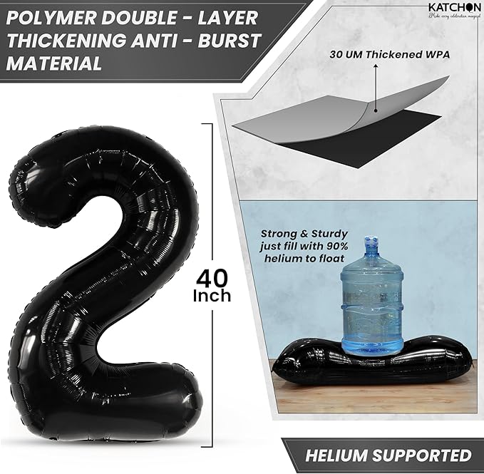 Katchon, Black Giant 2026 Balloons - 42 Inch, Happy New Year Decorations 2026 | New Year 2026 Balloons, 2026 Happy New Year Party Decorations | 2026 Black Balloons
