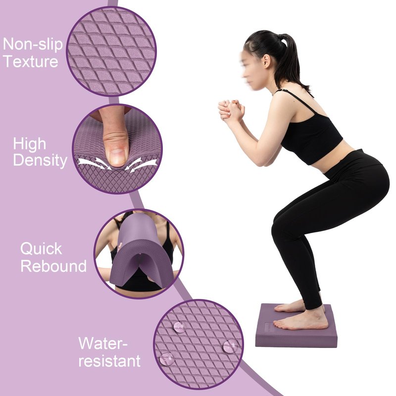 StrongTek Professional Foam Exercise Balance Pad - 15.8" x 13" x 2", High-Density TPE Foam Knee Pad, Non-Slip & Water-Resistant, for Balance Training, Physical Therapy, Yoga, and More (Purple)