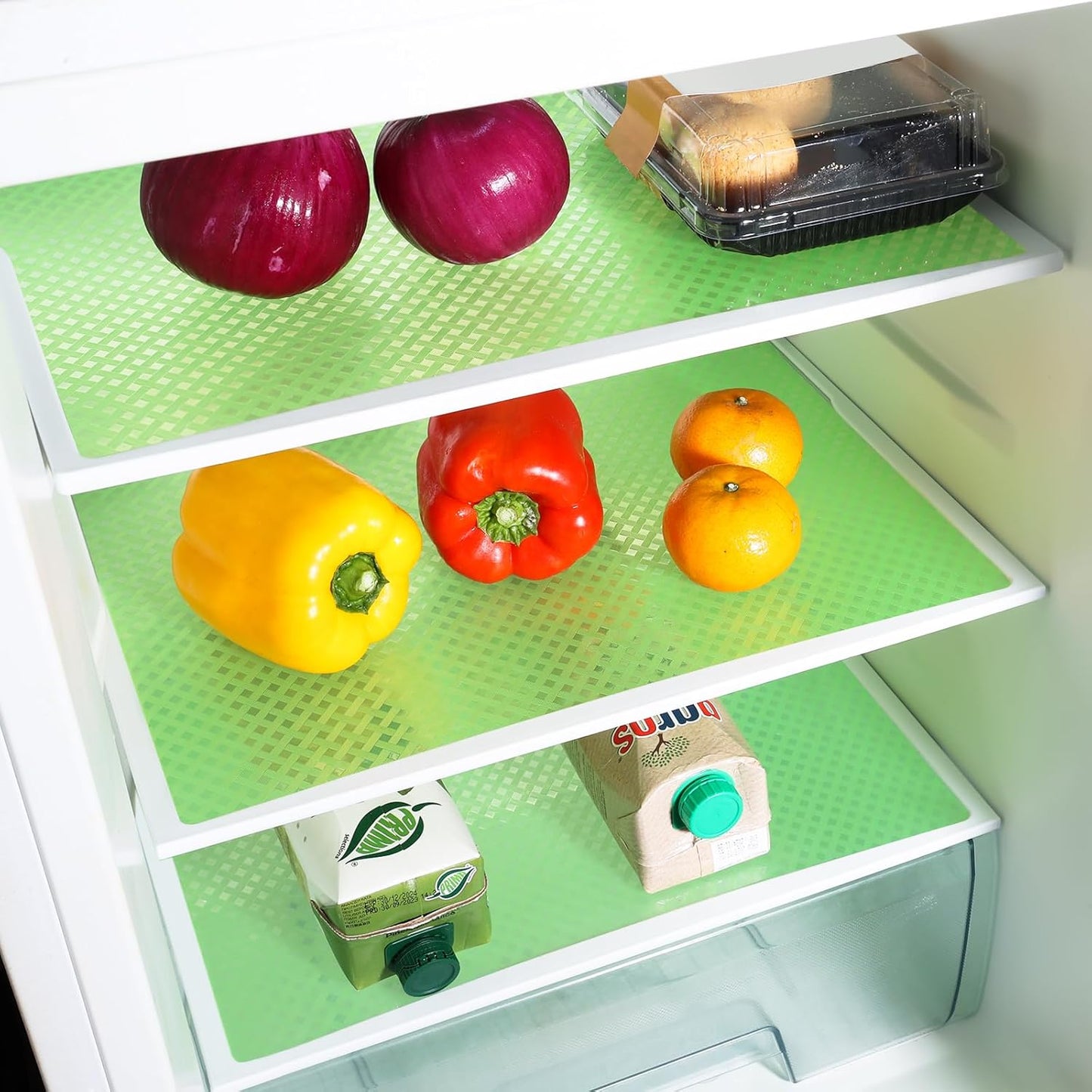 Fridge Liner Shelf Liners for Kitchen Cabinet Refrigerator Liners Waterproof & Oil-Proof Kitchen Cupboard Liner Non Adhesive Drawer Mats EVA Material for Shelves -Green 11.8 x 59 Inches