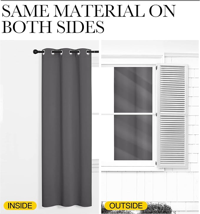 NICETOWN Grey Blackout Curtain Panels