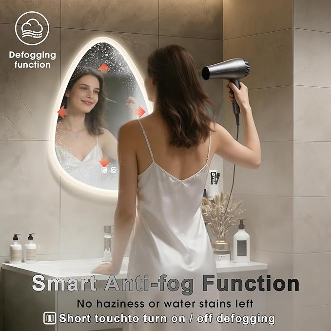 20x28 LED Bathroom Mirror with Lights Irregular, Lighted Bathroom Vanity Mirror
