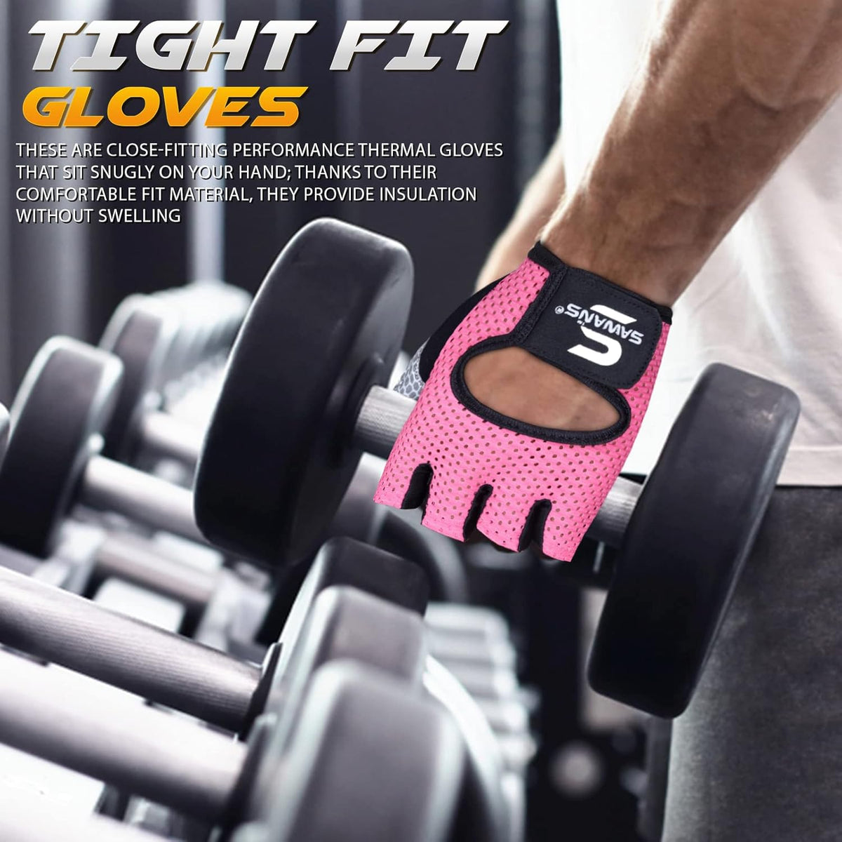 SAWANS Workout Gloves - Lightweight, Breathable Weight Lifting Gloves for Men & Women | Non-Slip Grip Protection