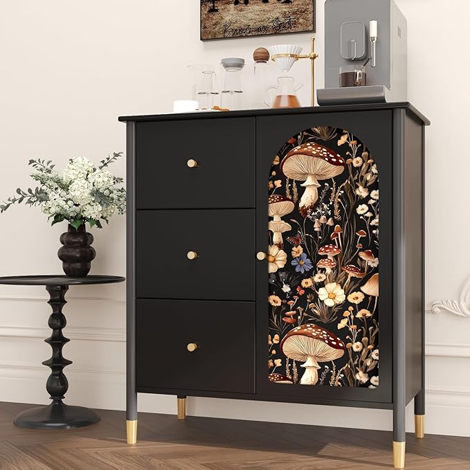 BOKEBEVE Peel and Stick Wallpaper Mushroom Wallpaper Vintage Floral Contact