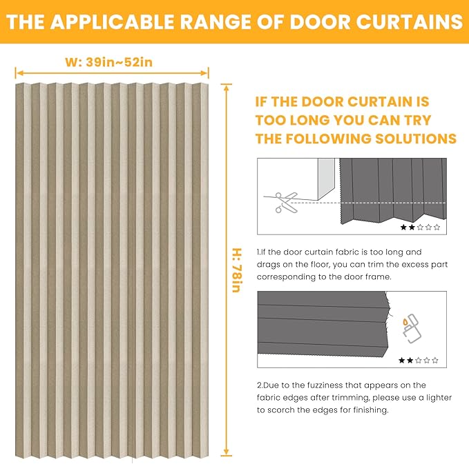 AJAZZ 100% Blackout Magnetic Door Curtain Accordion Doors Interior Folding
