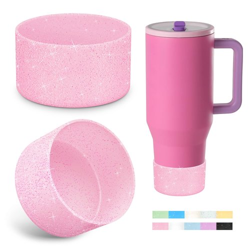 Allwith 2PCS Glitter Silicone Boot for Hydrojug Traveler 40 oz, Anti-Slip Protective Sleeve for Hydrojug Stainless Steel Tumbler, Bottom Cover Base Accessories