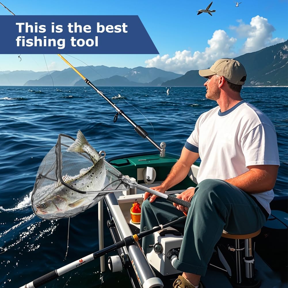 Skiennix Fishing Net - Collapsible Telescopic Handle with Durable Nylon Mesh | Small Size for Saltwater & Freshwater